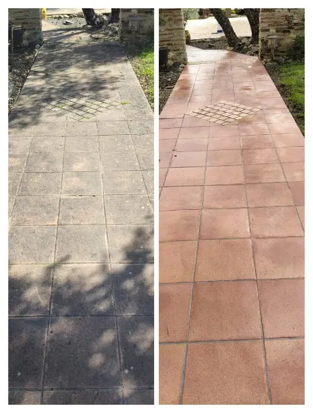 Stone pathway before / after cleaning